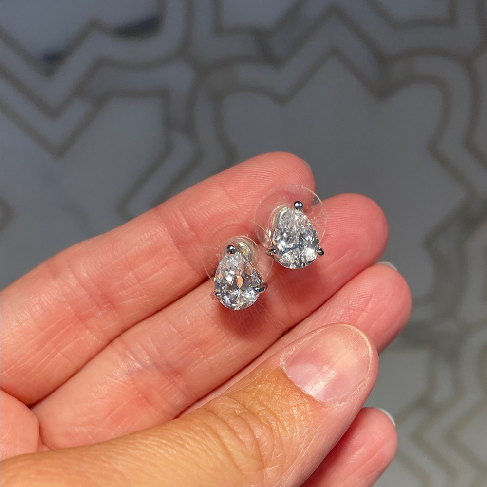 2 carat cubic pear shaped studs
